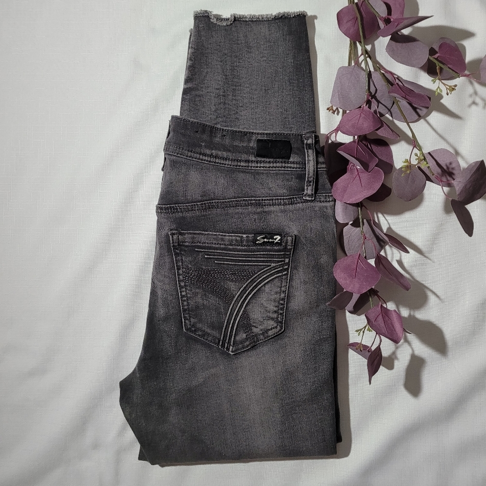 2 For $30🤩  Seven7 High-Rise Ankle Skinny Jeans Raw Hem Soft Black Wash